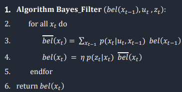 Bayes Filter Algorithm